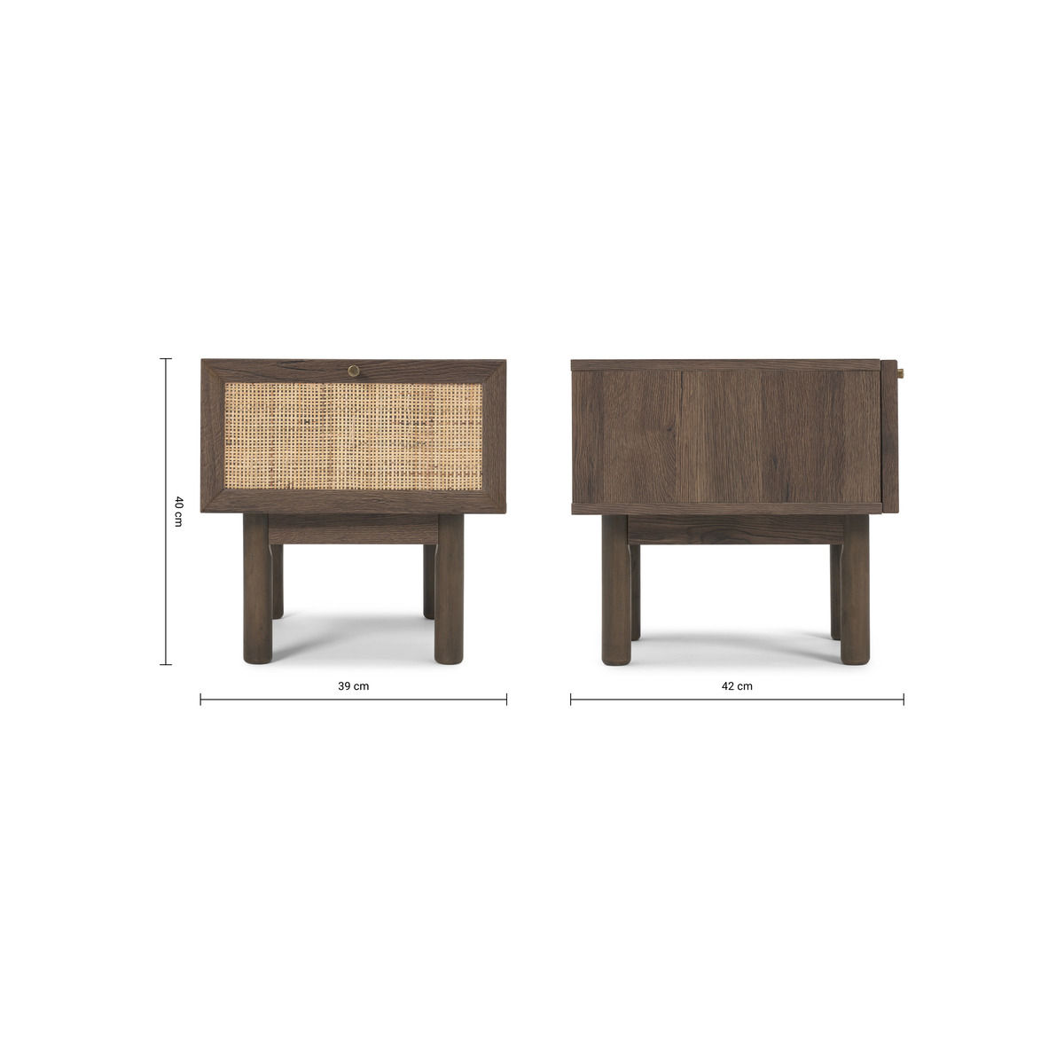 Pavia Bedside Table, Natural Rattan & Walnut Effect – image 5