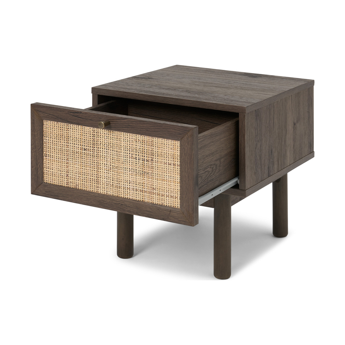 Pavia Bedside Table, Natural Rattan & Walnut Effect – image 6