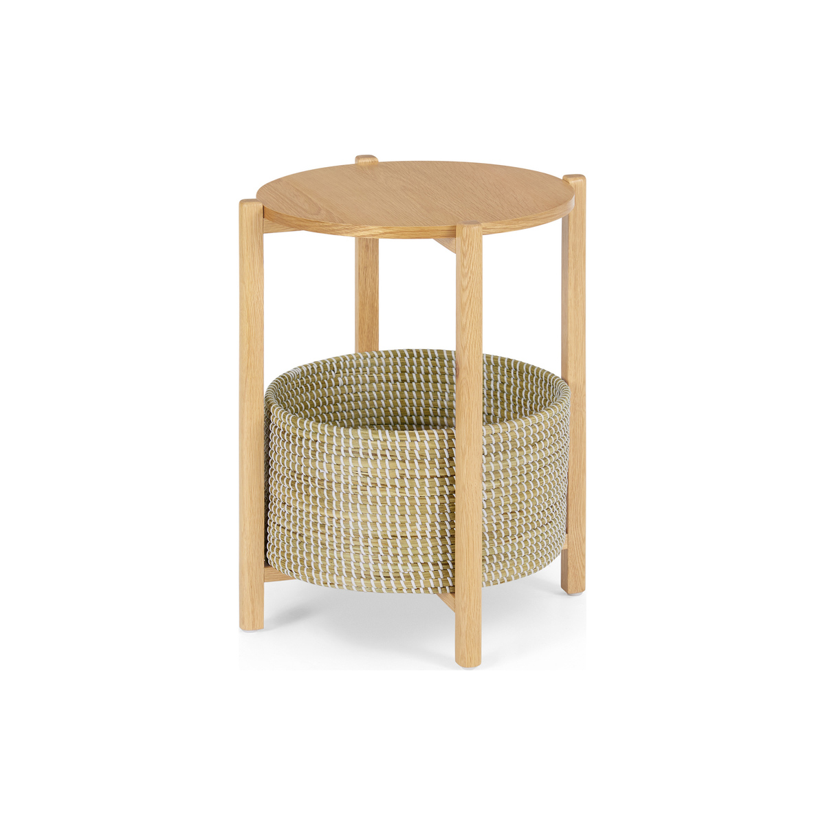 Pipel Bedside Table, Natural Oak & Rattan – image 1