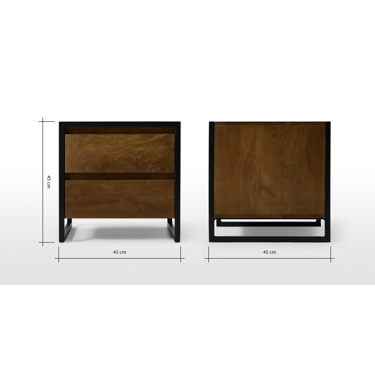 Rena 2 Drawer Bedside table, Mango Wood & Black – image 8