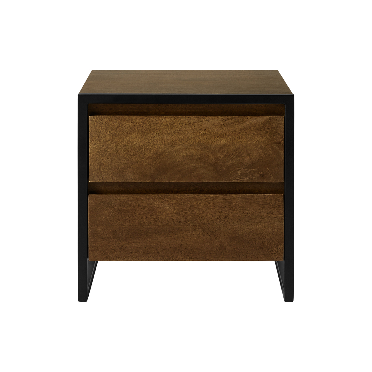 Rena 2 Drawer Bedside table, Mango Wood & Black – image 2