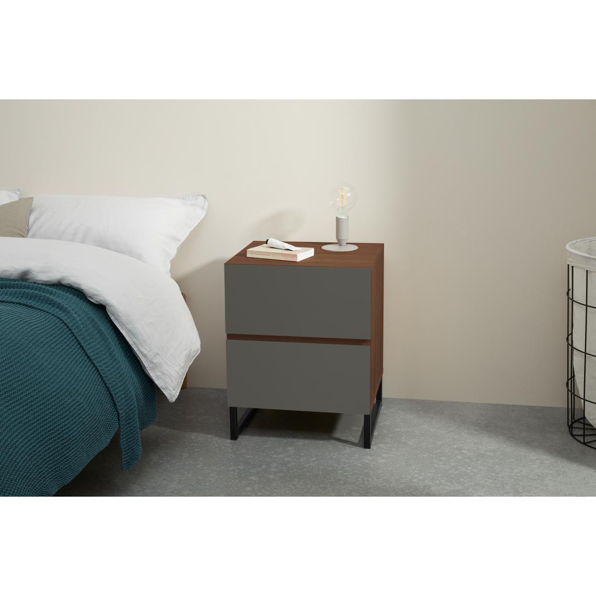 Hopkins Bedside, Grey and Walnut Effect – image 4