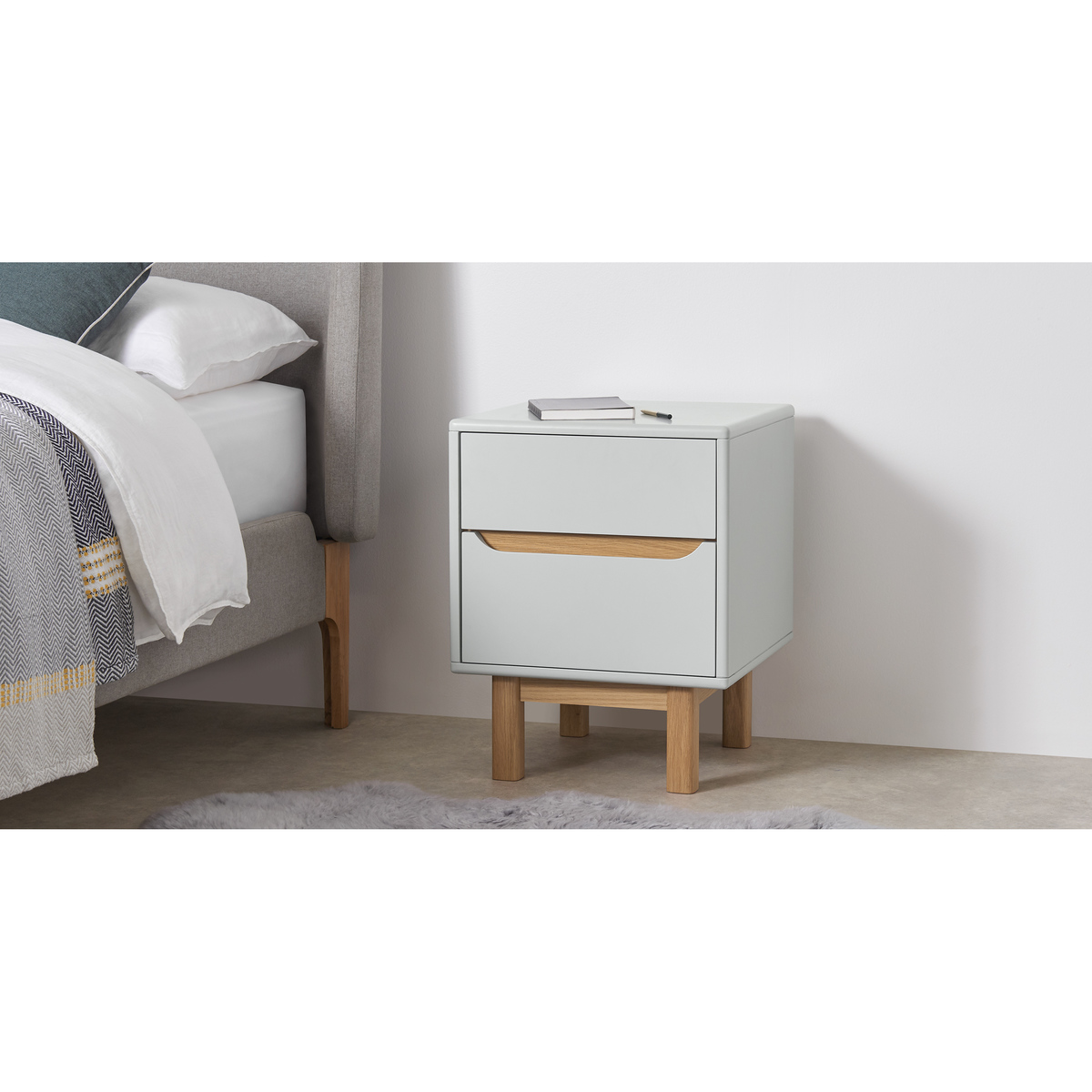 Jayden Bedside Table, Grey & Oak – image 3