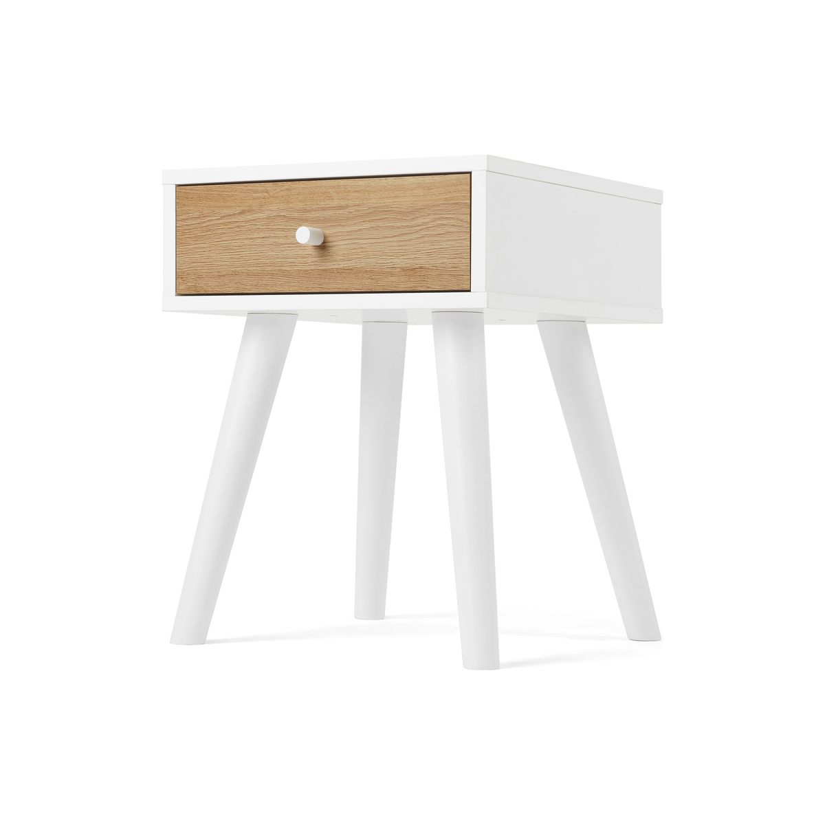 MADE Essentials Larsen Bedside Table, Oak Effect and White – image 1