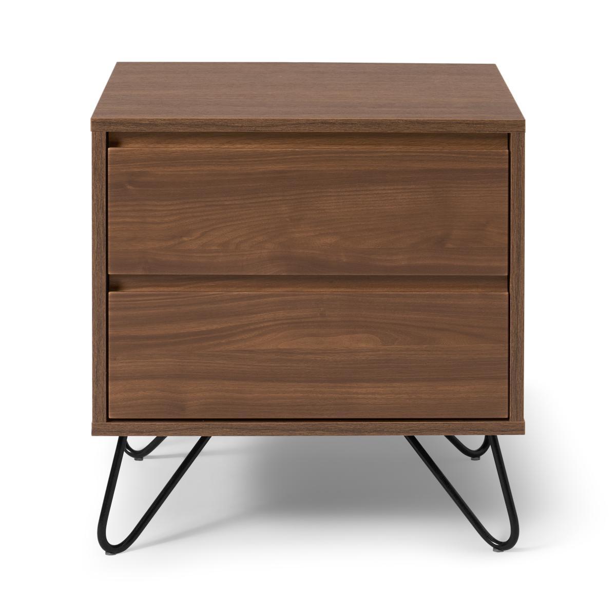 Elona Bedside Table, Walnut Effect & Black – image 2
