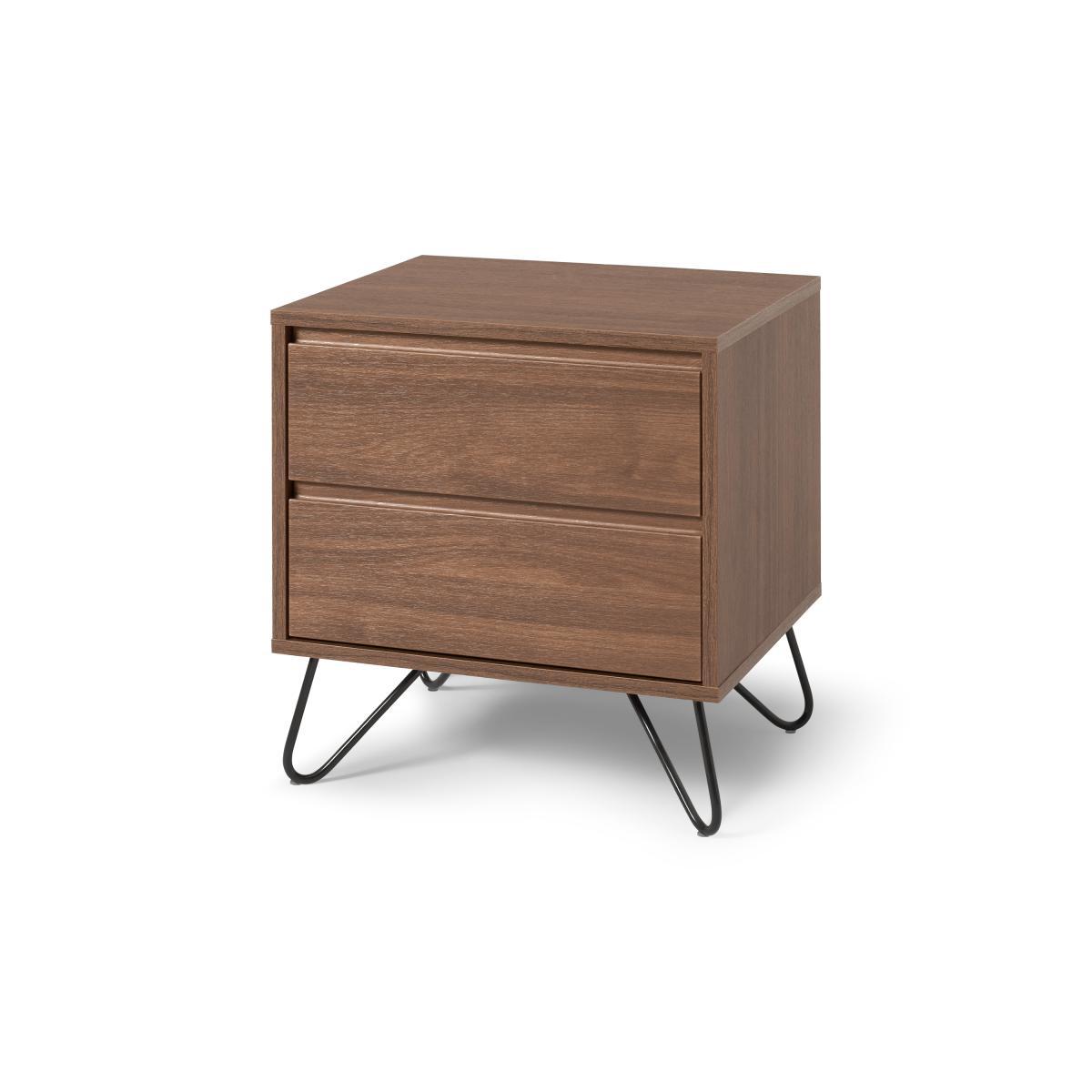 Elona Bedside Table, Walnut Effect & Black – image 3
