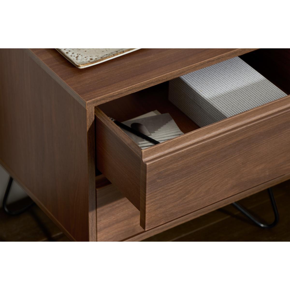Elona Bedside Table, Walnut Effect & Black – image 5