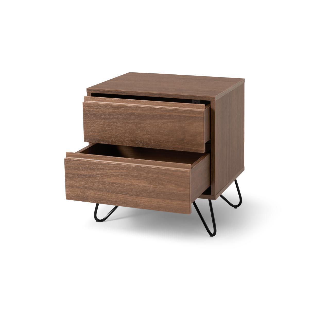 Elona Bedside Table, Walnut Effect & Black – image 6