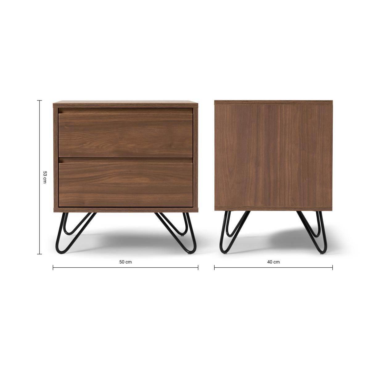 Elona Bedside Table, Walnut Effect & Black – image 8