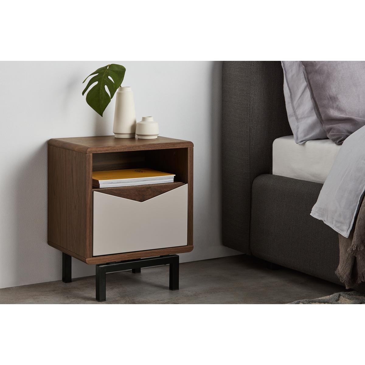 Louis Bedside Table, Walnut & Warm Neutrals – image 4