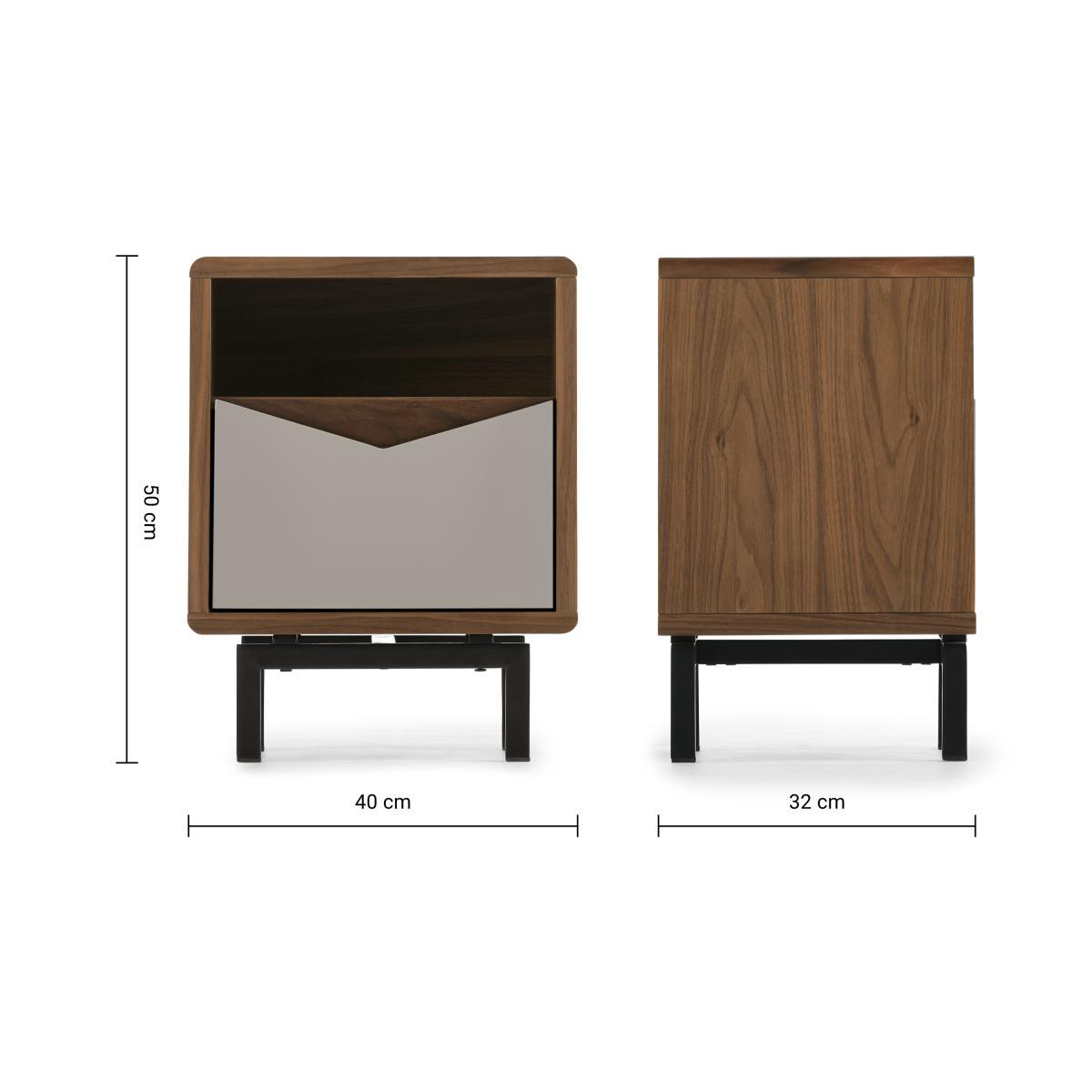 Louis Bedside Table, Walnut & Warm Neutrals – image 9