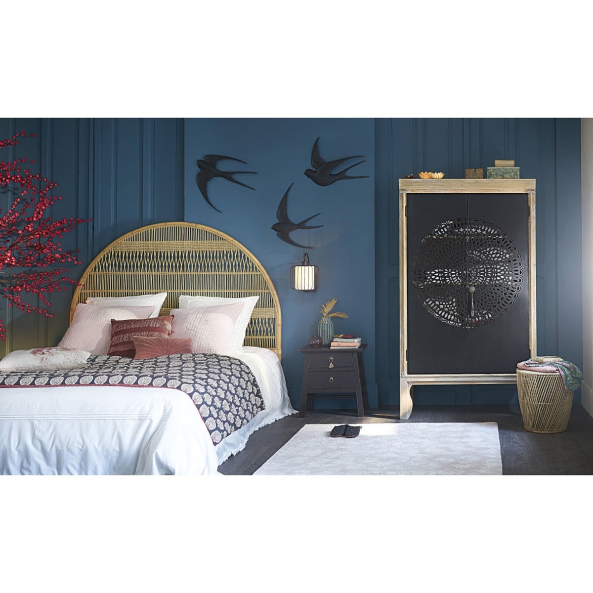 Black Solid Pine 2-Drawer Bedside Table Liya – image 2