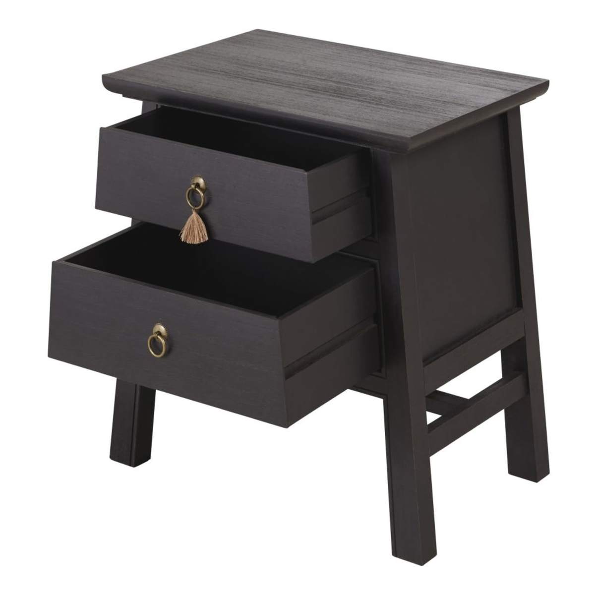 Black Solid Pine 2-Drawer Bedside Table Liya – image 3