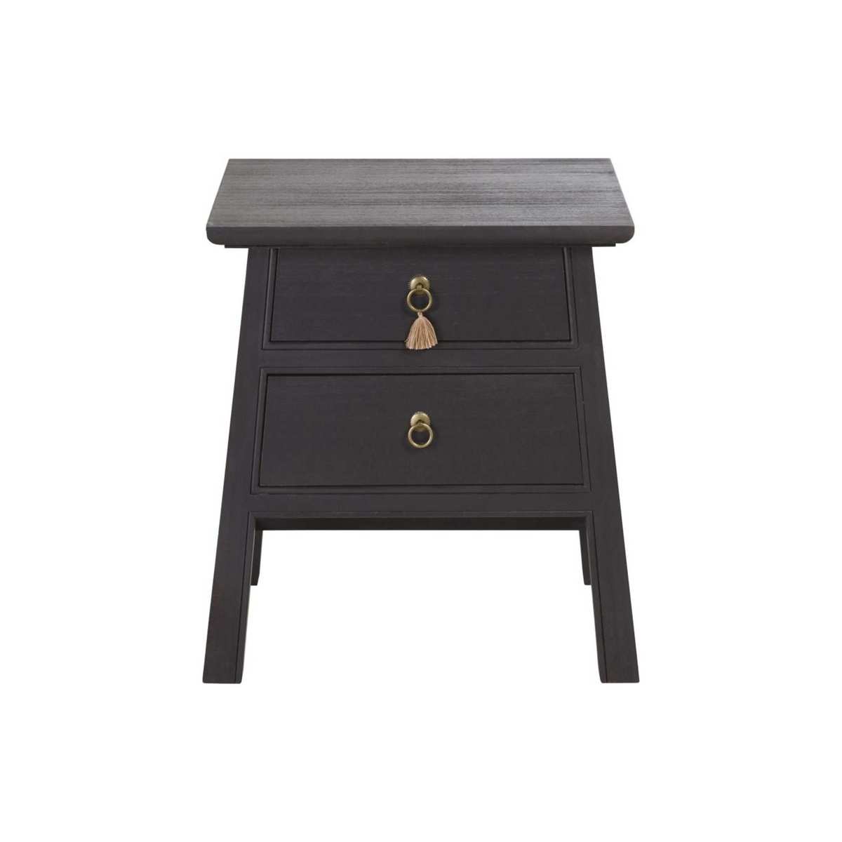 Black Solid Pine 2-Drawer Bedside Table Liya – image 1