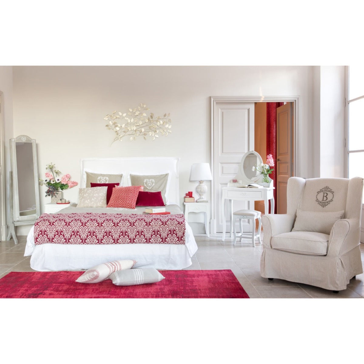 Wooden bedside table with drawer in white W 40cm Charlotte – image 4