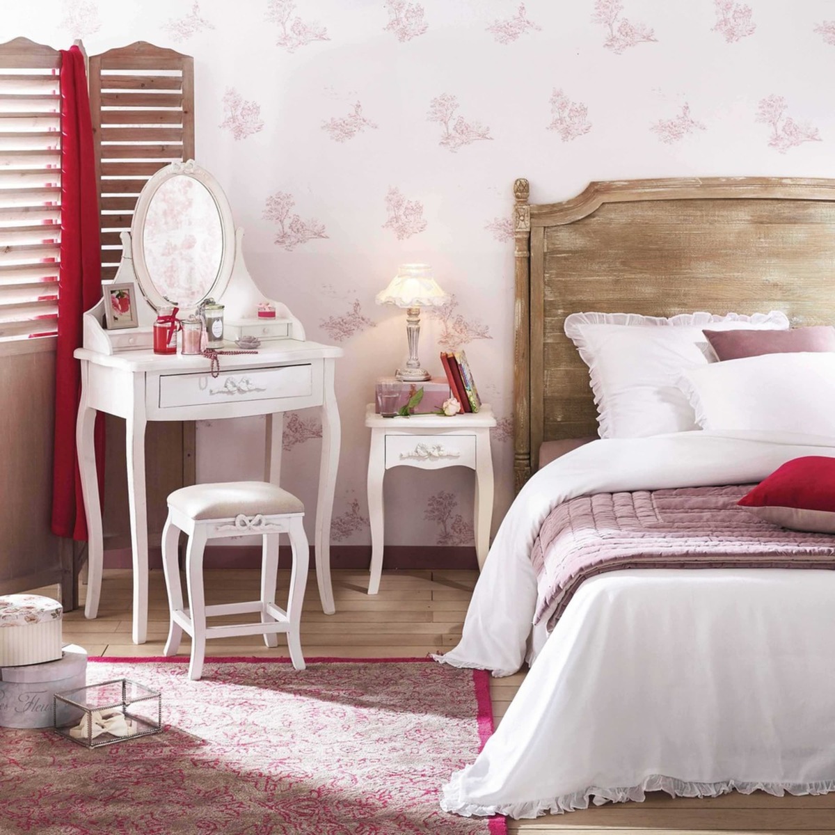 Wooden bedside table with drawer in white W 40cm Charlotte – image 7