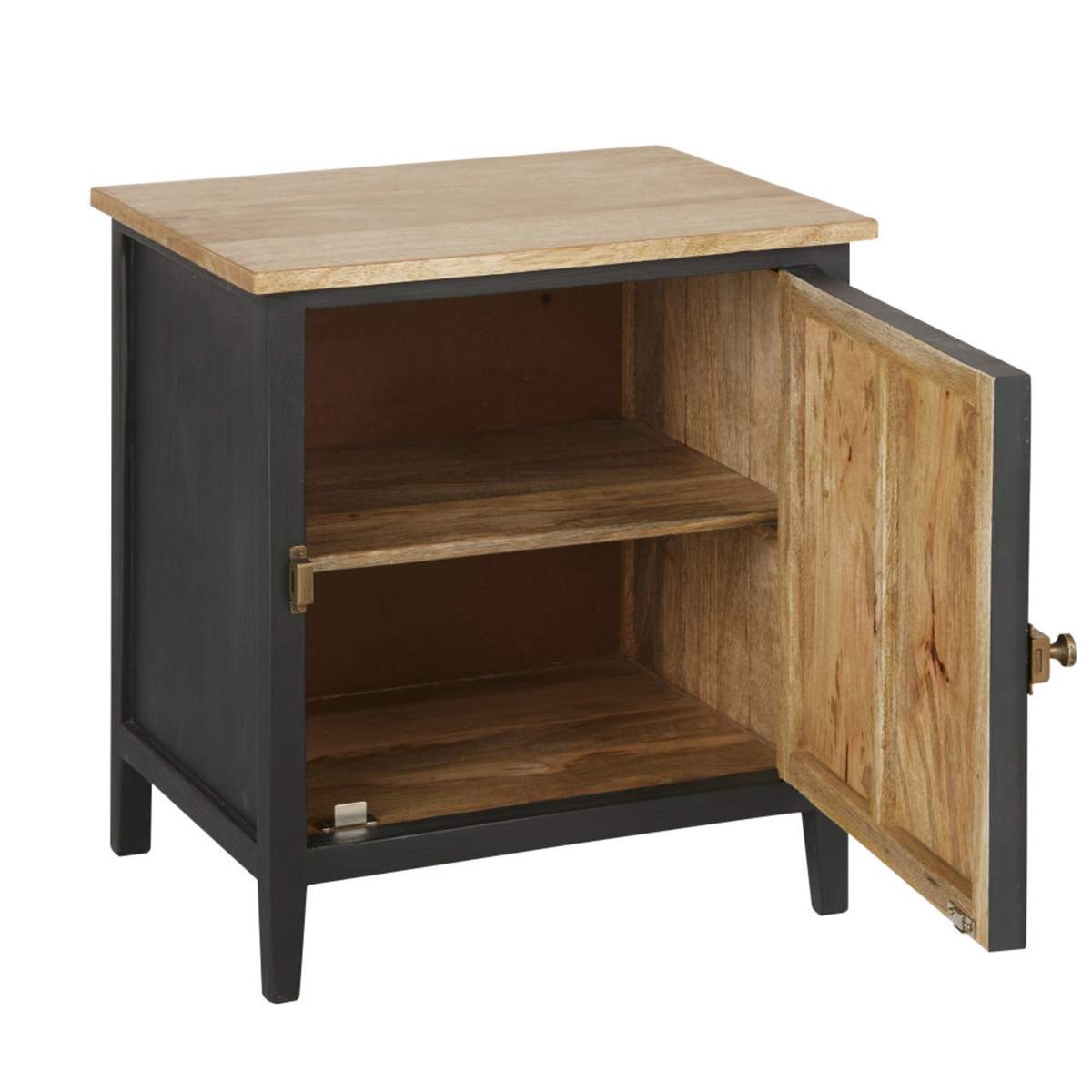 Slate Grey Solid Mango Wood 1-Door Bedside Table Cezanne – image 2