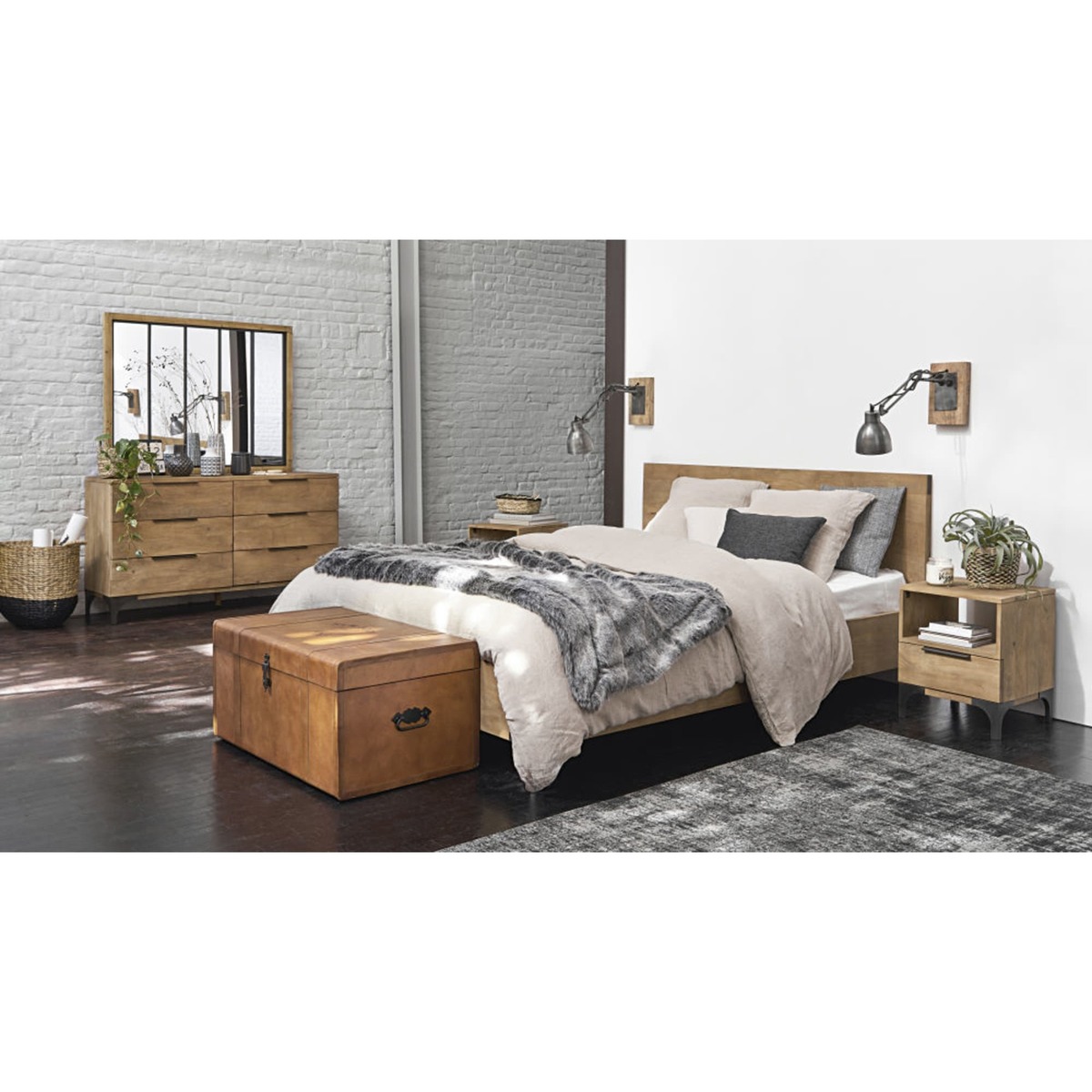 Solid Mango Wood 1-Drawer Bedside Table  Metropolis – image 7