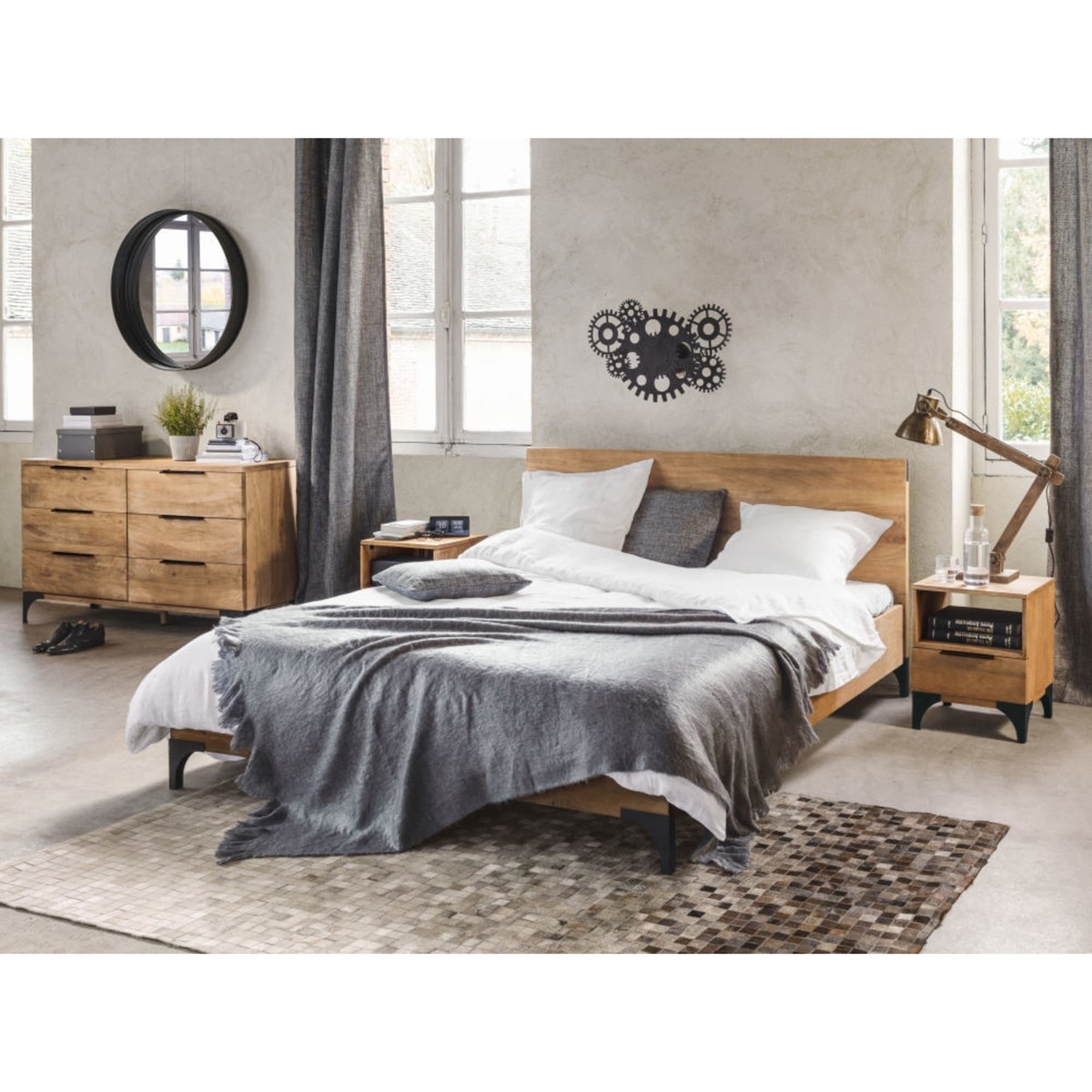 Solid Mango Wood 1-Drawer Bedside Table  Metropolis – image 8