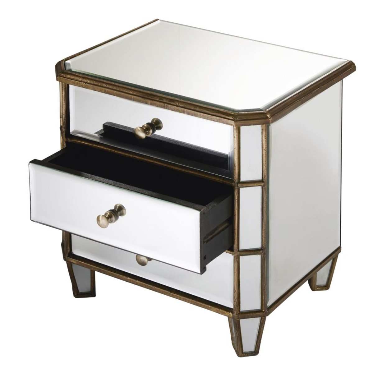 Metal and Mirror 3-Drawer Bedside Table Athenee – image 2