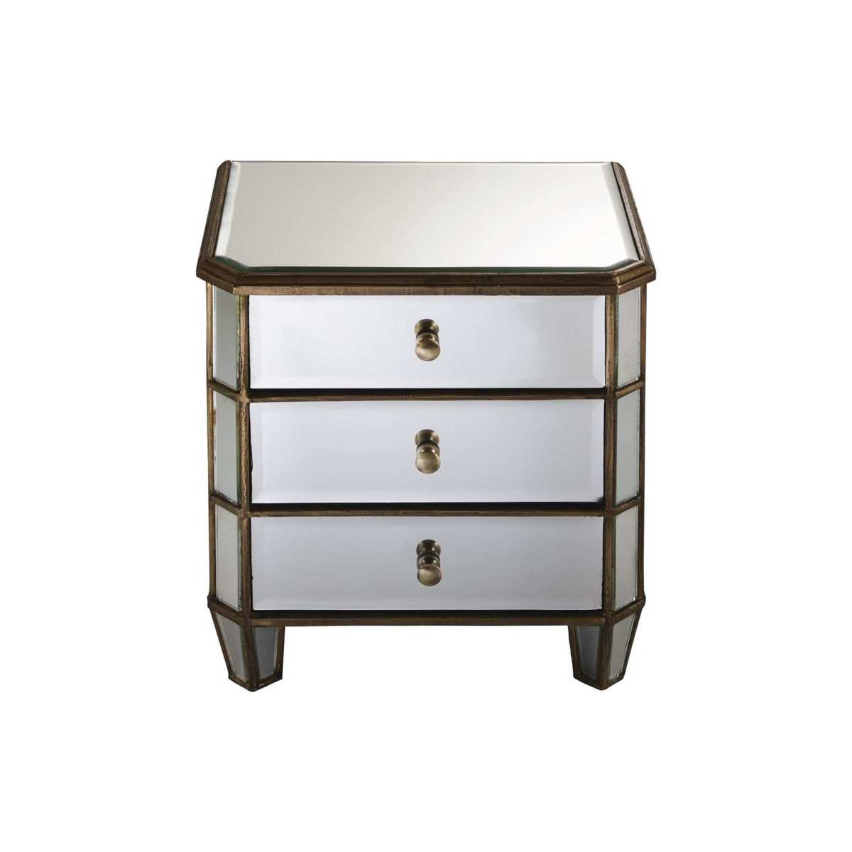 Metal and Mirror 3-Drawer Bedside Table Athenee – image 1