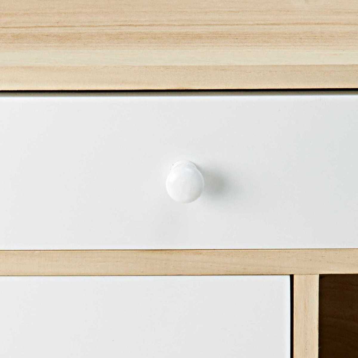 1-door 1 drawer bedside table in white paulownia Spring – image 4