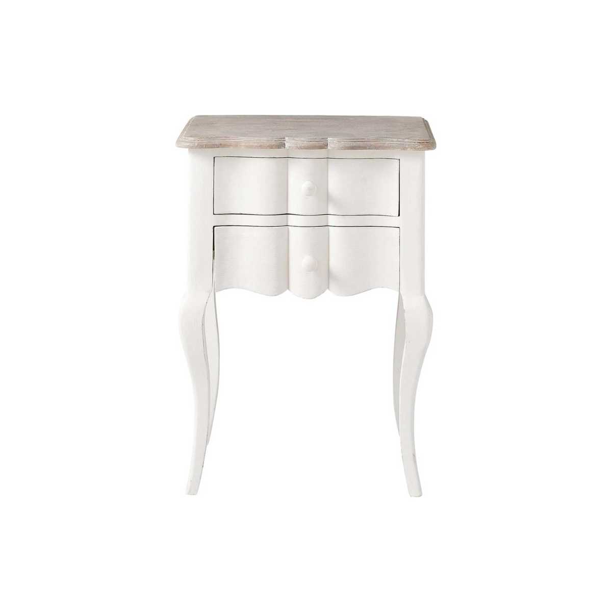 Mango wood bedside table with drawers in white W 48cm Martigues – image 1