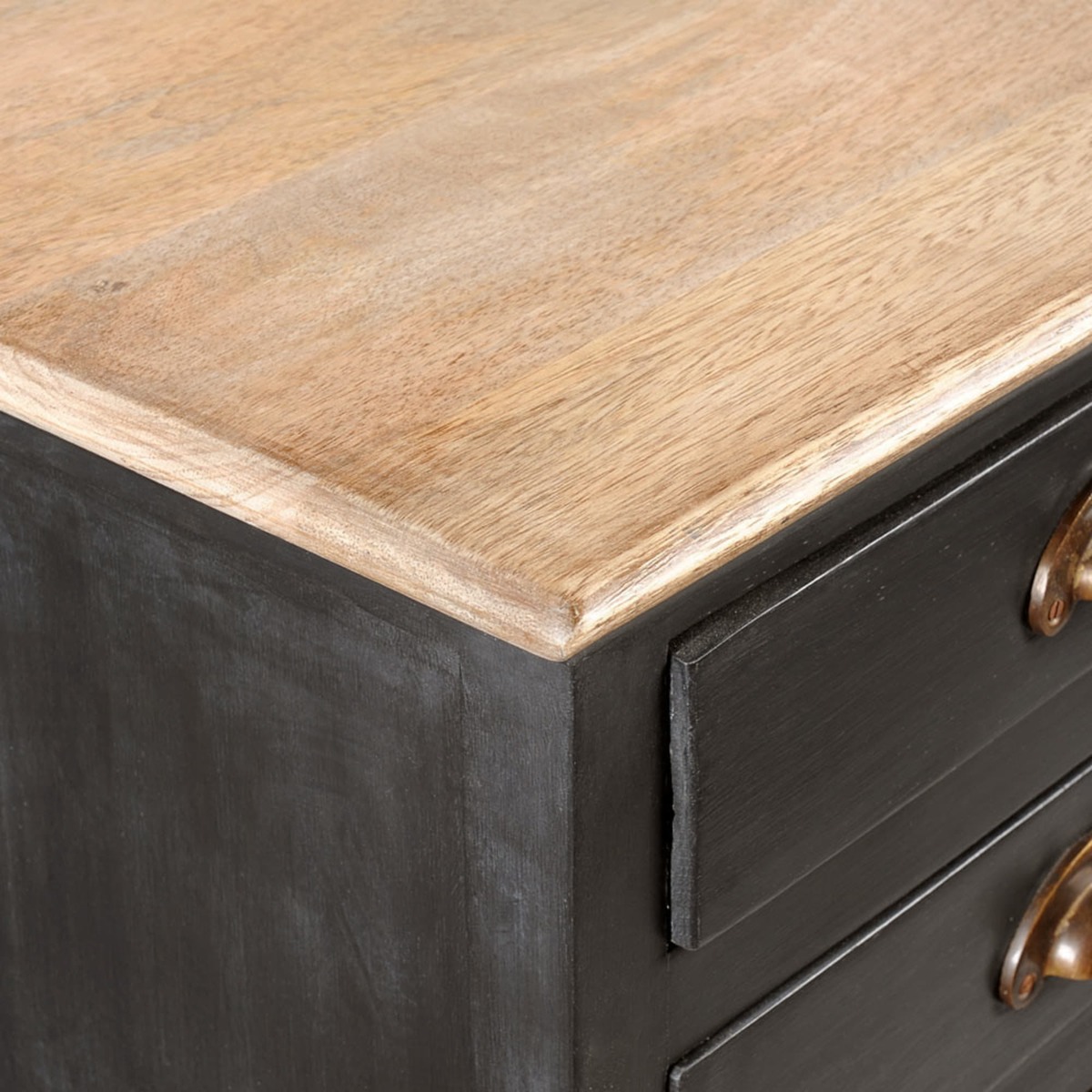 Grey Mango Wood Bedside Table with 2-Drawers Chinon – image 5
