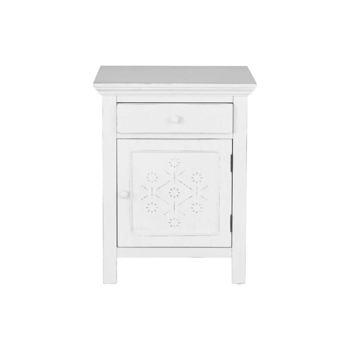 White Pine 1-Door 1-Drawer Bedside Table Bianca – image 1