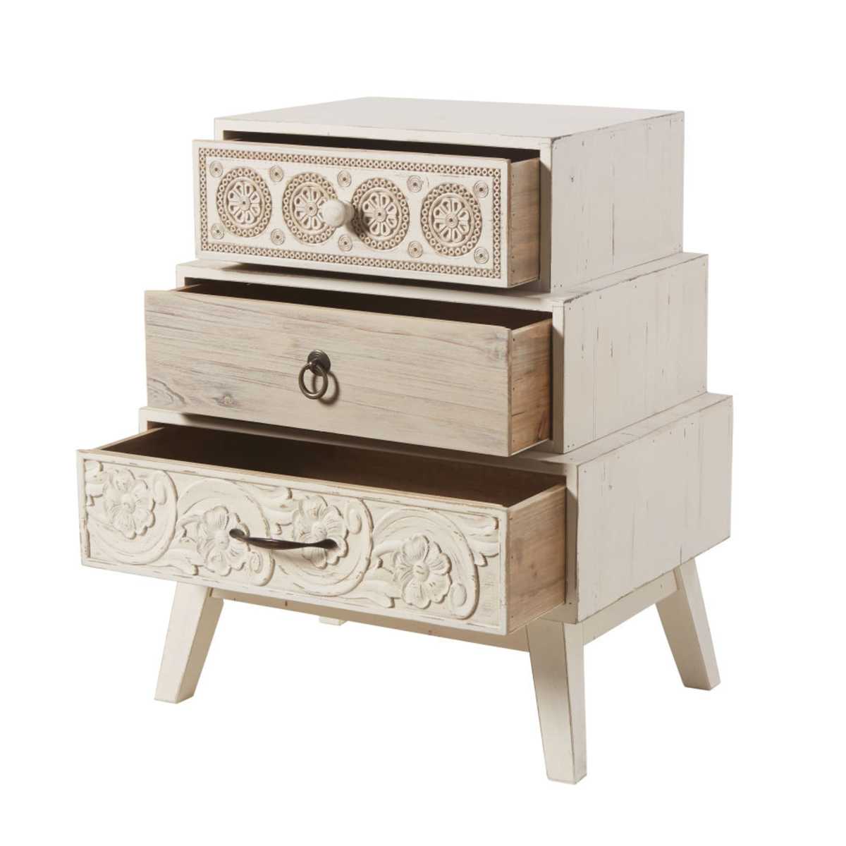 Destructured 3-Drawer Bedside Table with Print Rumba – image 3