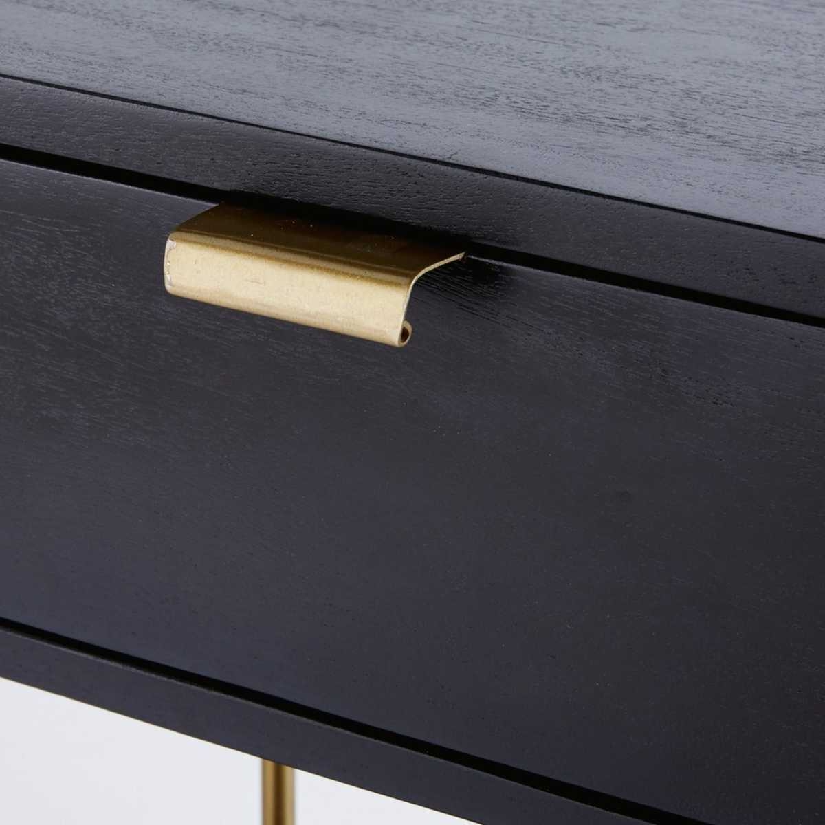 Black Solid Acacia and Gold Metal 1-Drawer Bedside Table Jagger – image 4