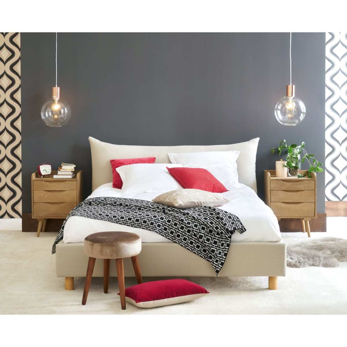 Mango wood vintage bedside table with drawers W 45cm Trocadero – image 5