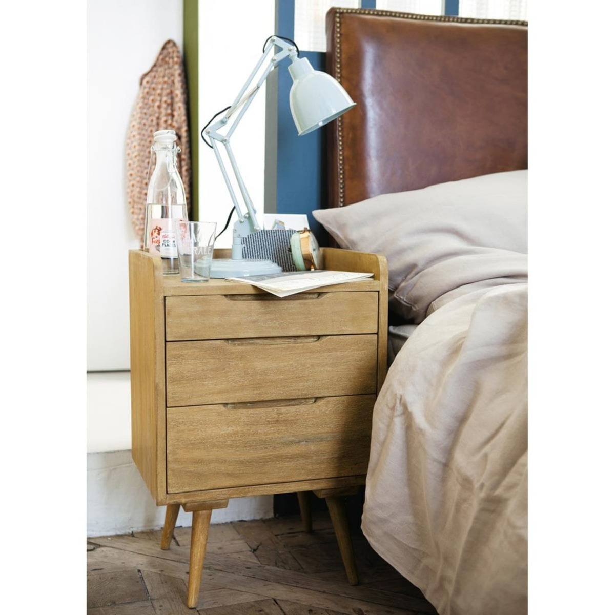 Mango wood vintage bedside table with drawers W 45cm Trocadero – image 8
