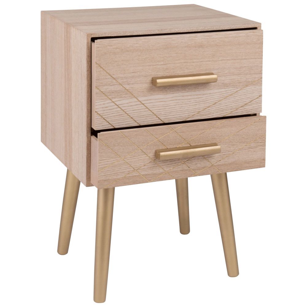 Matte Gold 2-Drawer Bedside table – image 2
