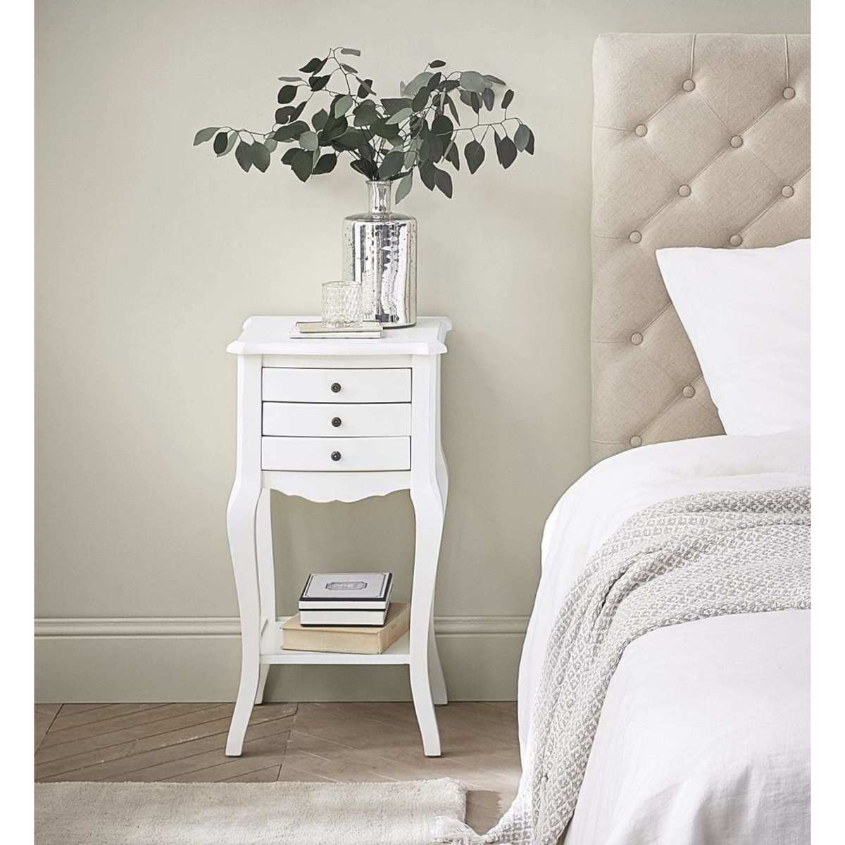Wooden bedside table with drawers in white W 37cm Séraphine – image 2