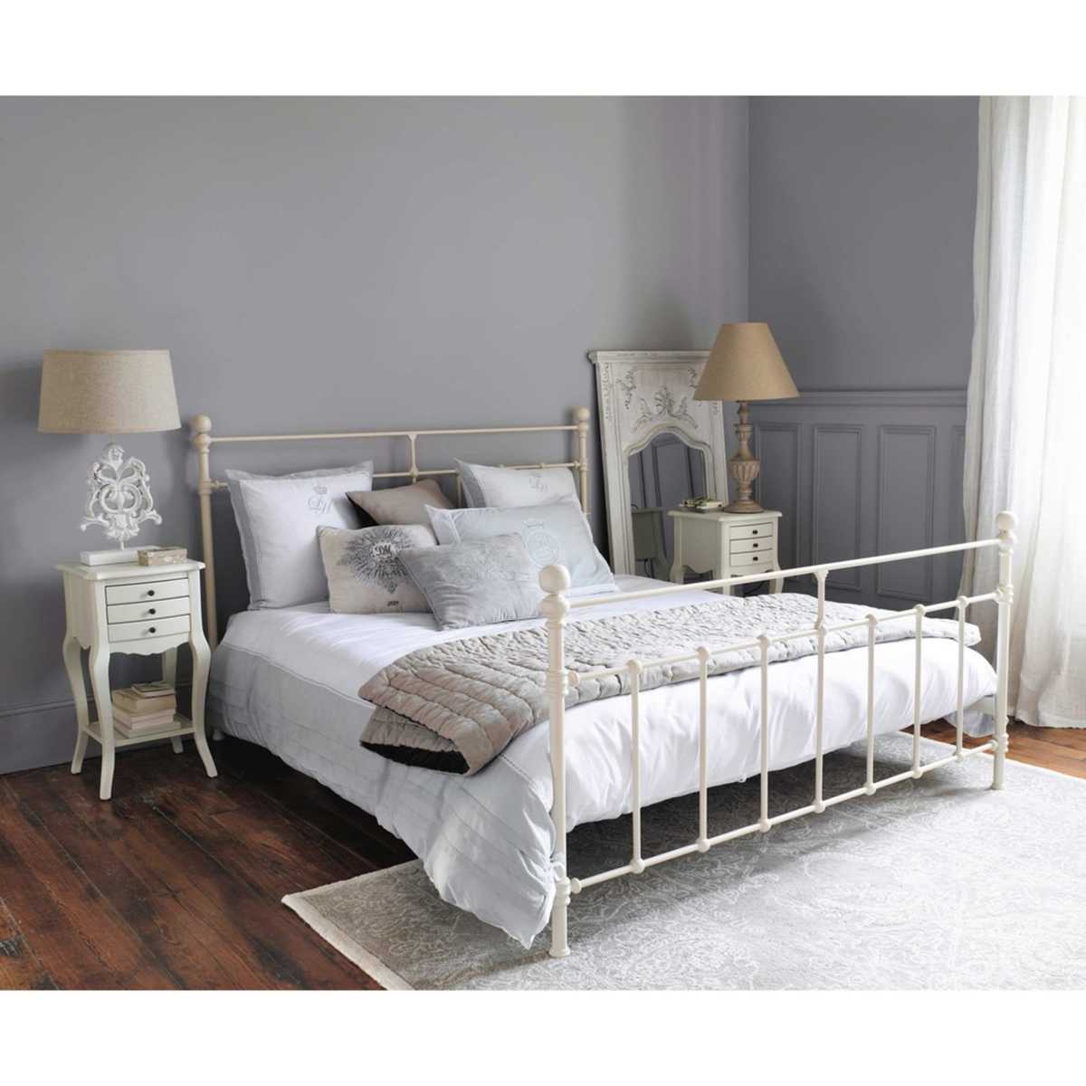 Wooden bedside table with drawers in white W 37cm Séraphine – image 8