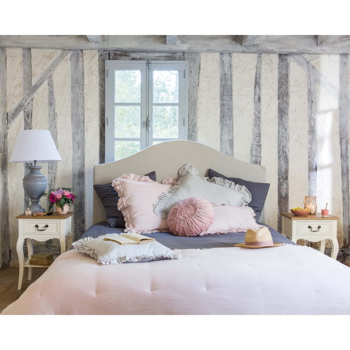 1-Drawer Bedside Table with Drawer in Cream Léontine – image 3