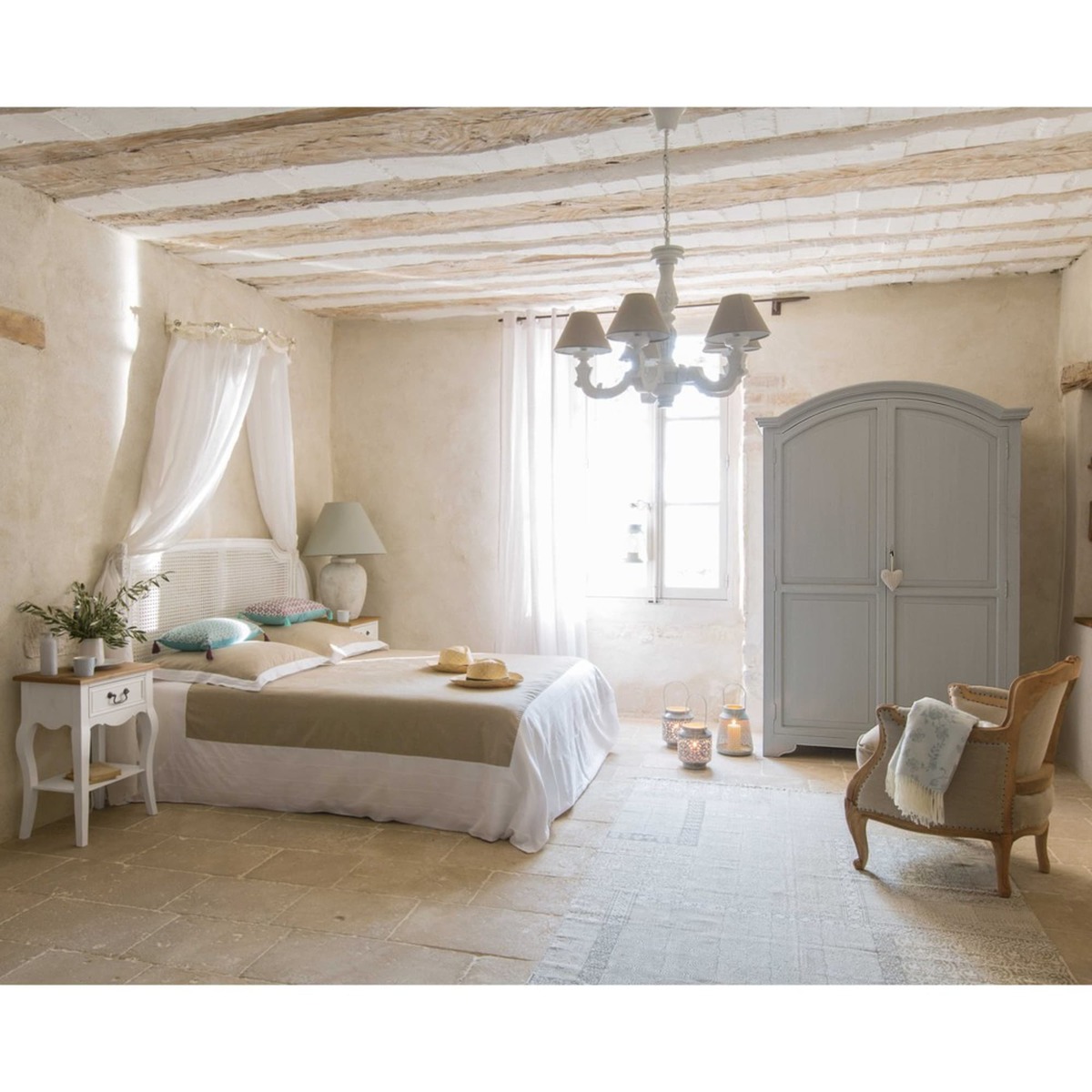 1-Drawer Bedside Table with Drawer in Cream Léontine – image 5