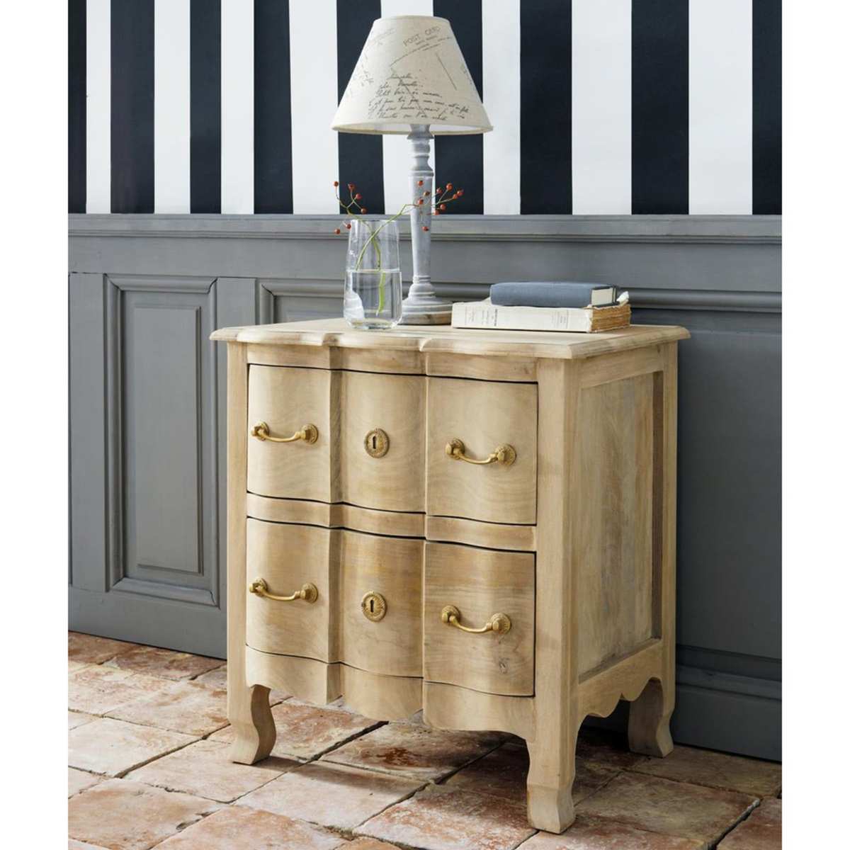 Mango wood and acacia bedside table with drawers Colette – image 7
