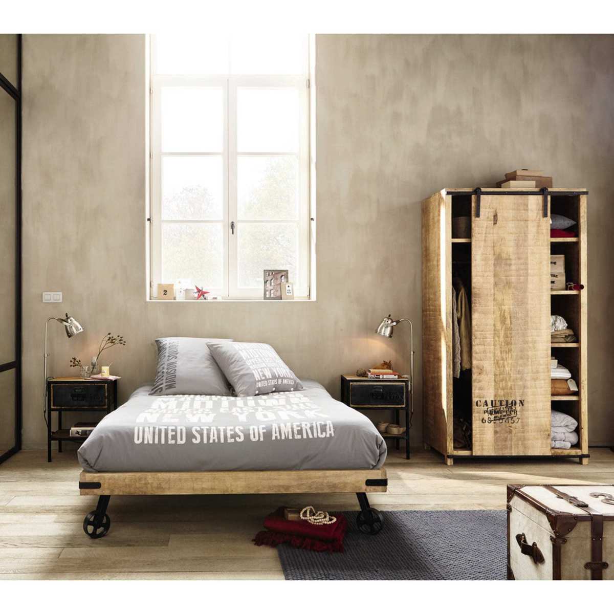 Metal bedside table with drawer in black W 45cm Manufacture – image 4