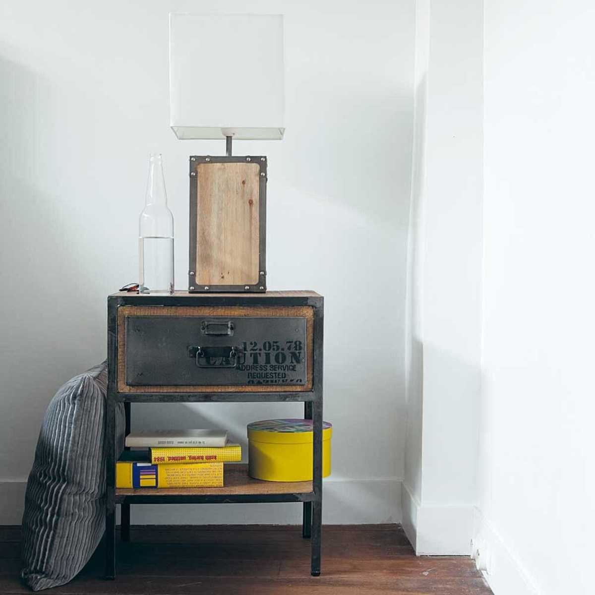 Metal bedside table with drawer in black W 45cm Manufacture – image 6