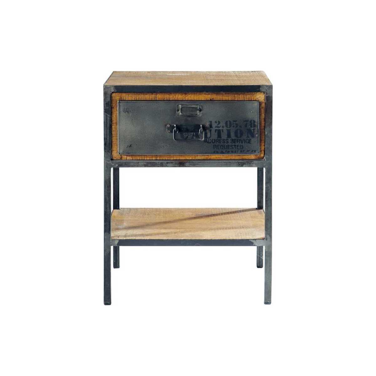 Metal bedside table with drawer in black W 45cm Manufacture – image 1