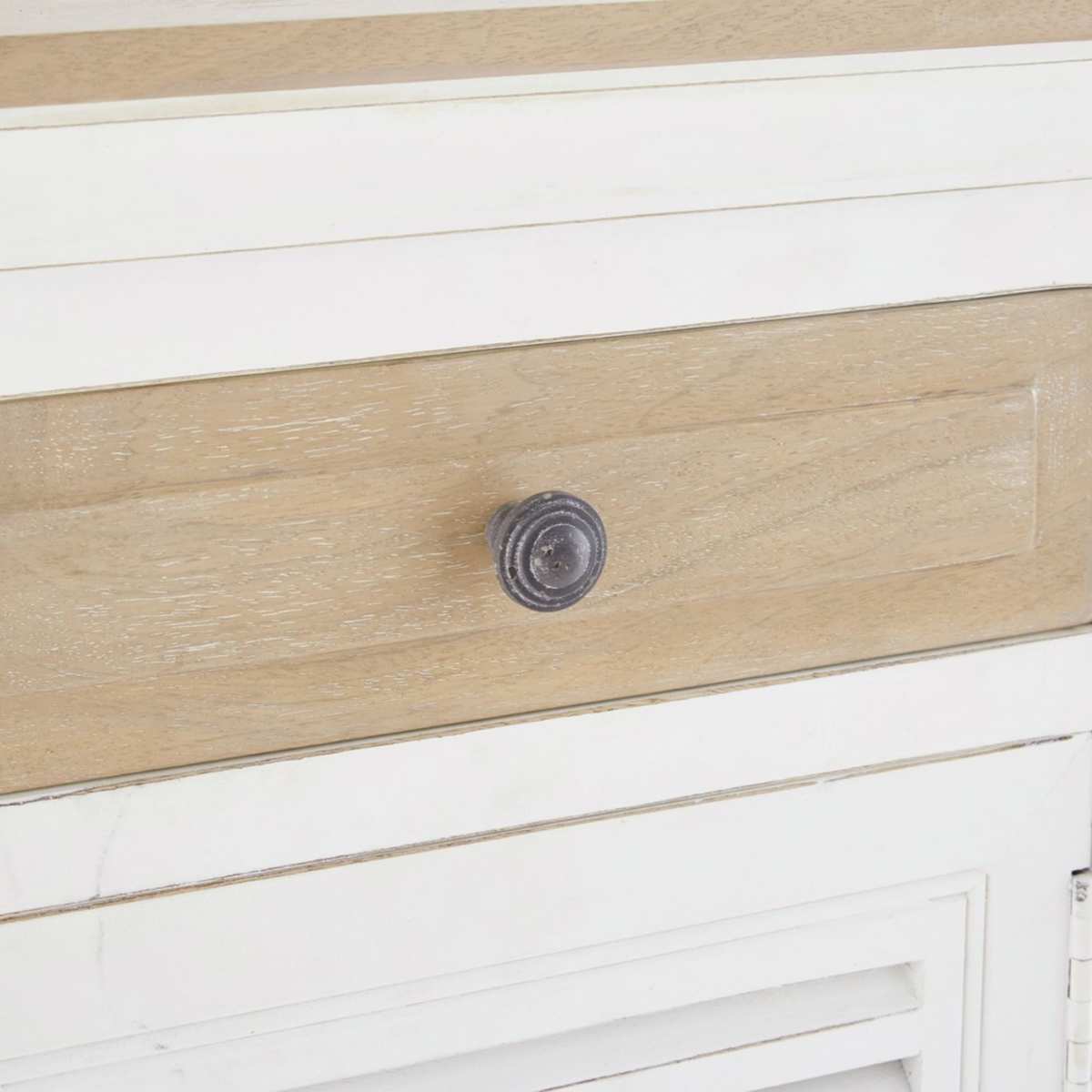 White Solid Mango Wood 1-Door 1-Drawer Bedside Table Cezembre – image 4