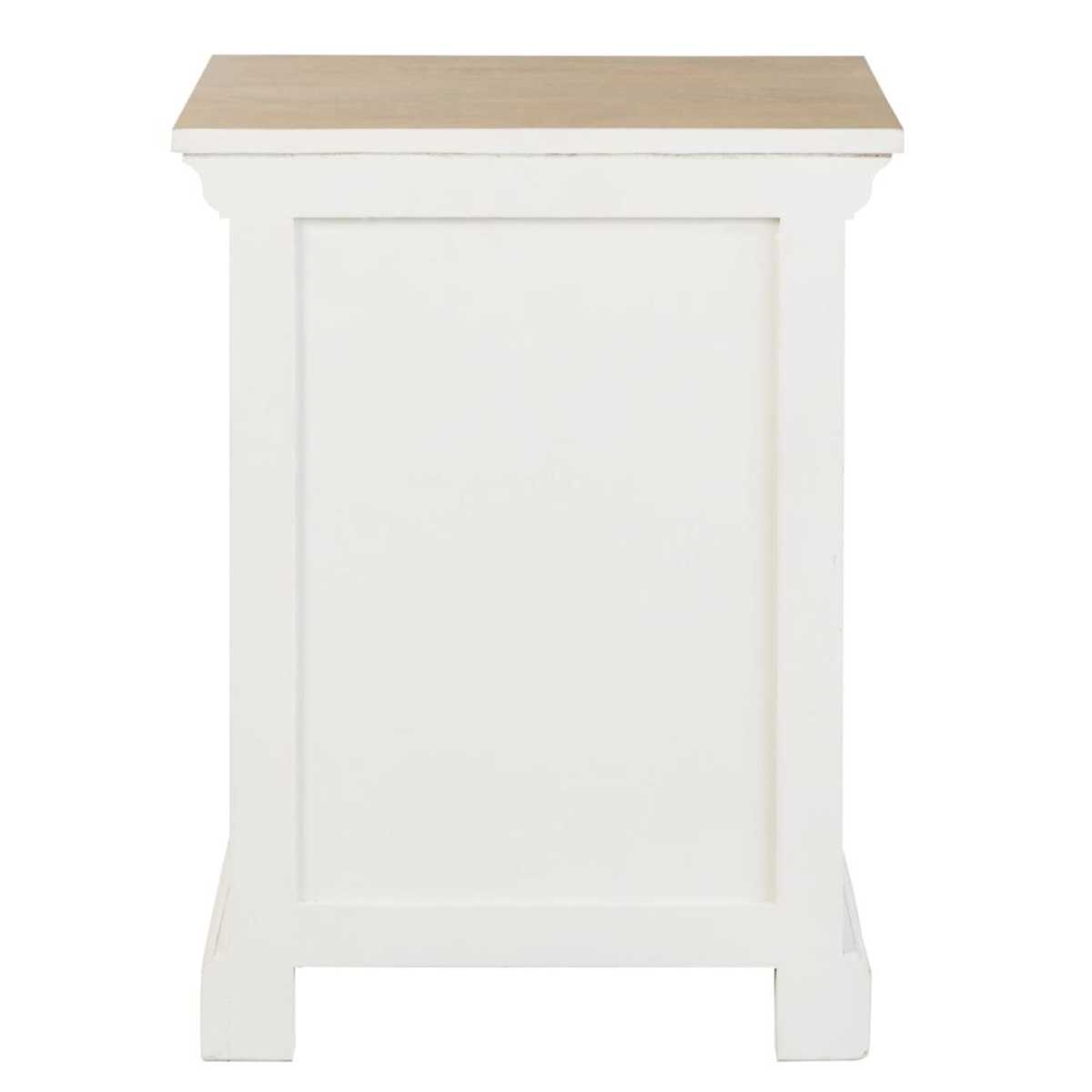 White Solid Mango Wood 1-Door 1-Drawer Bedside Table Cezembre – image 5