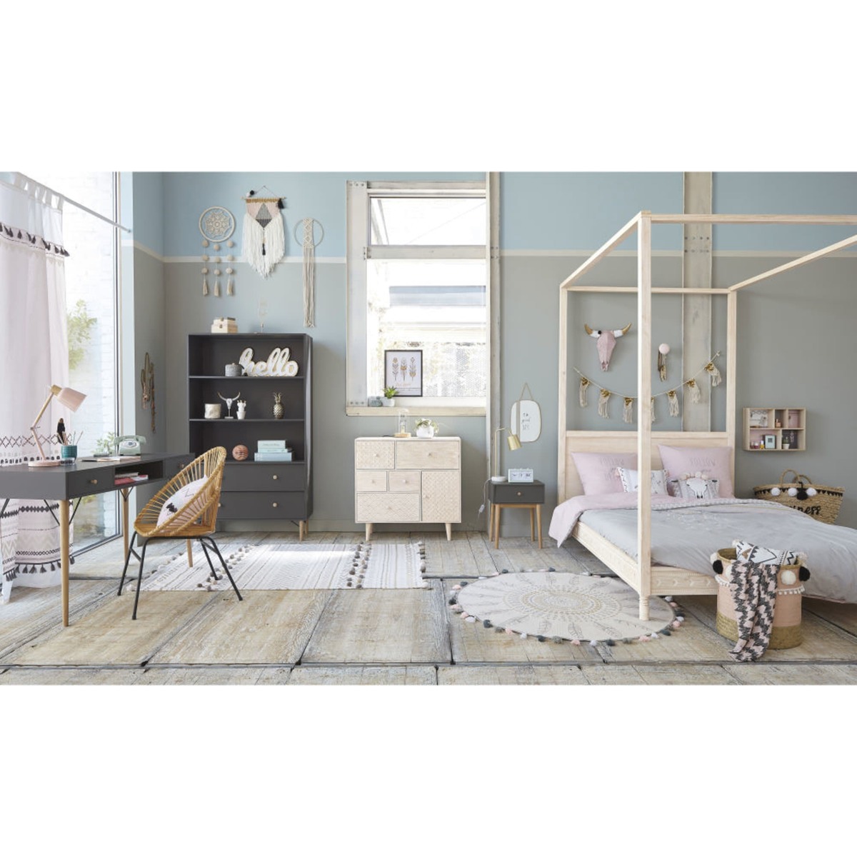Anthracite Grey Vintage 1-Drawer Bedside Table Zen Market – image 6