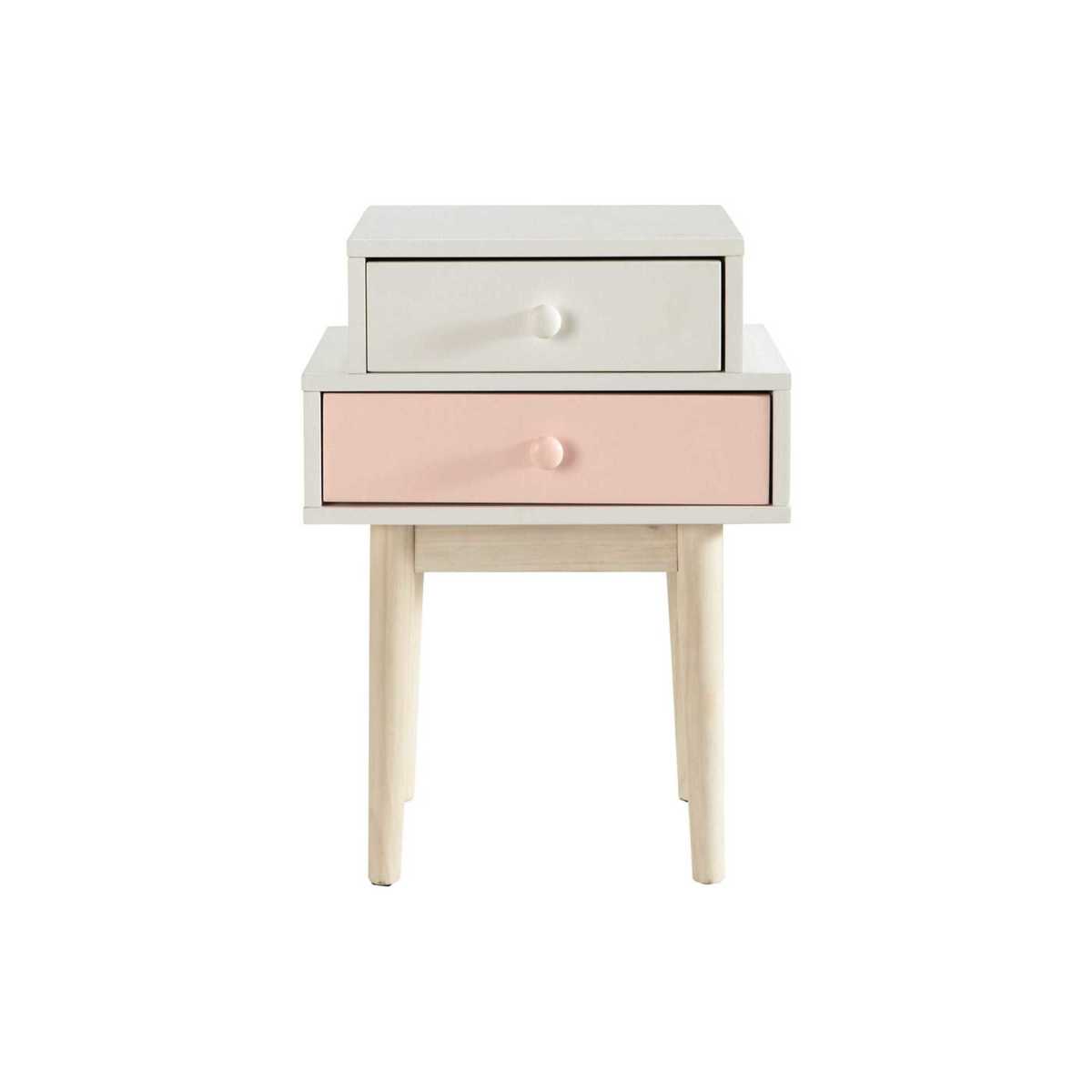 2-Drawers White and Pink Bedside Table Blush – image 1