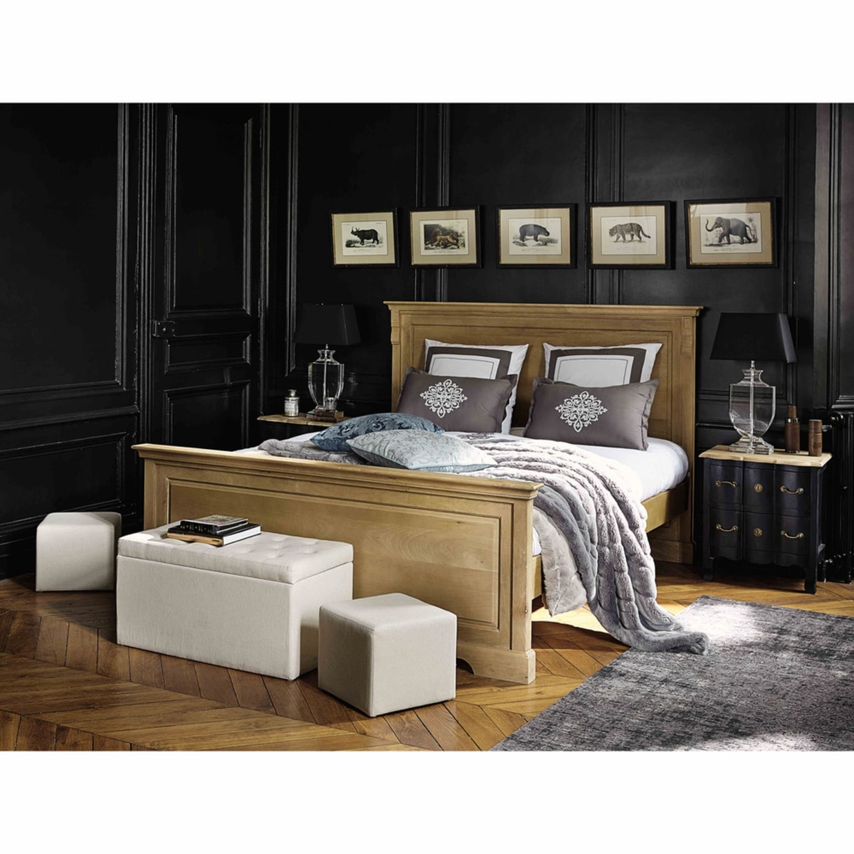 Black Acacia and Mango 2-Drawers Bedside Table Versailles – image 5