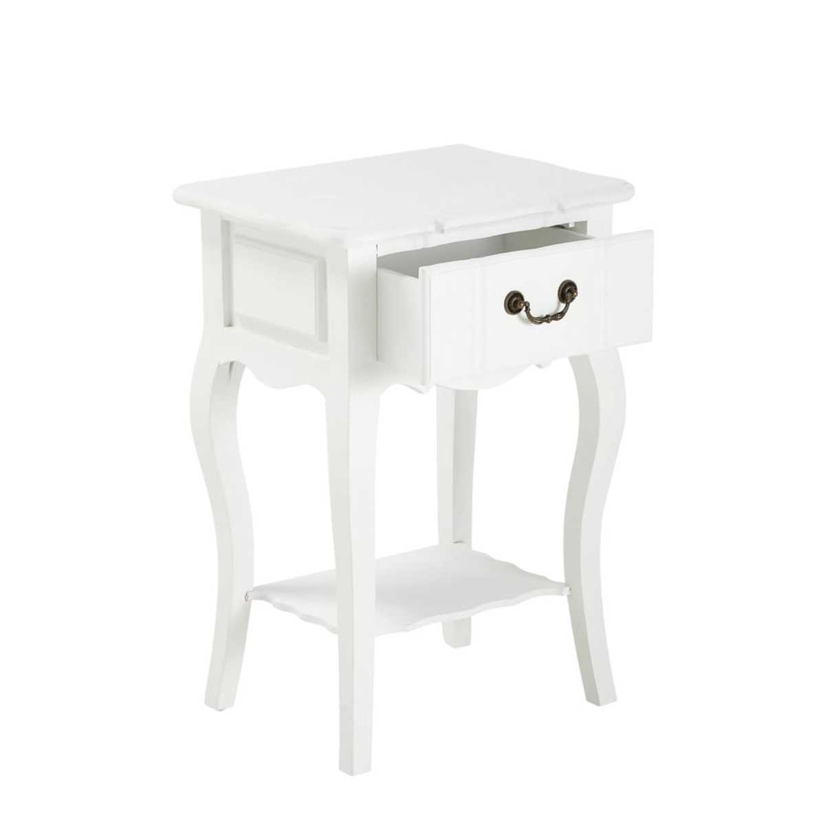 Paulownia wood bedside table with drawer in white W 44cm Joséphine – image 3