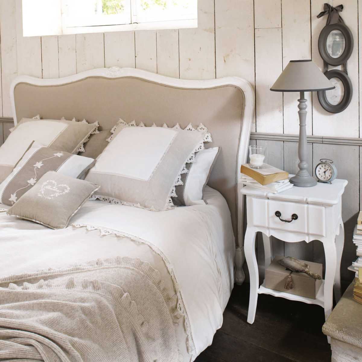Paulownia wood bedside table with drawer in white W 44cm Joséphine – image 9