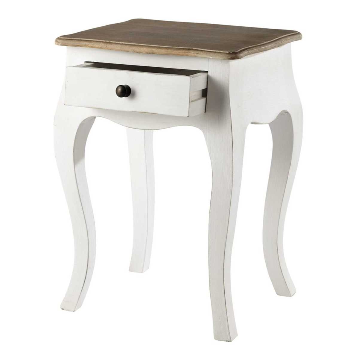 White Acacia and Mango Bedside Table with Drawer Versailles – image 2